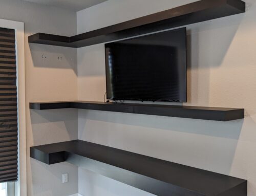 Custom Built In Floating Shelves Maple Ebony Stained