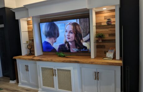 Custom Spalted White Oak Entertainment Center Countertop, Naples FL, CAD Contracting LLC